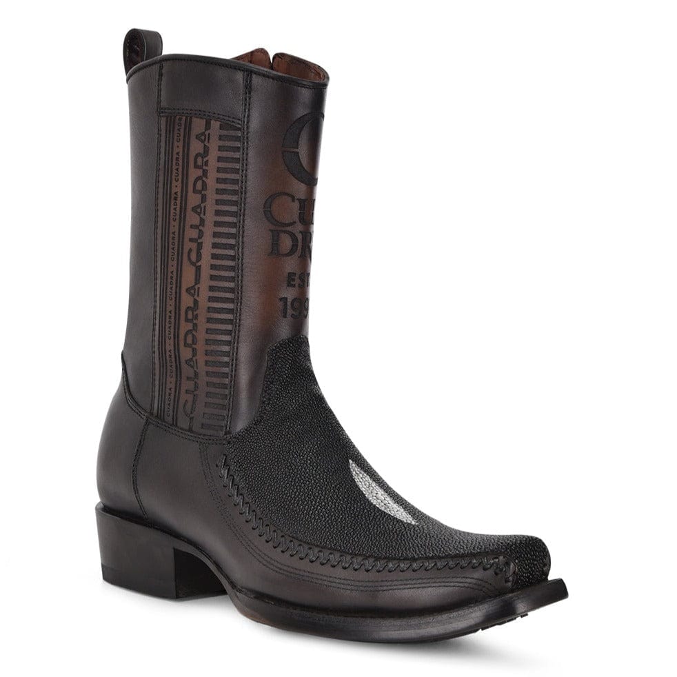 Cuadra Hombre Bota De Mantarraya Negro El Charro Western Wear 5688