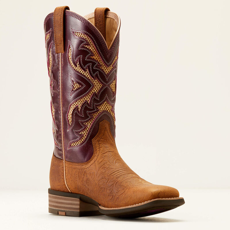 Ariat Womens San Angelo VentTEK 360 Tooled Toasted Almond Boot