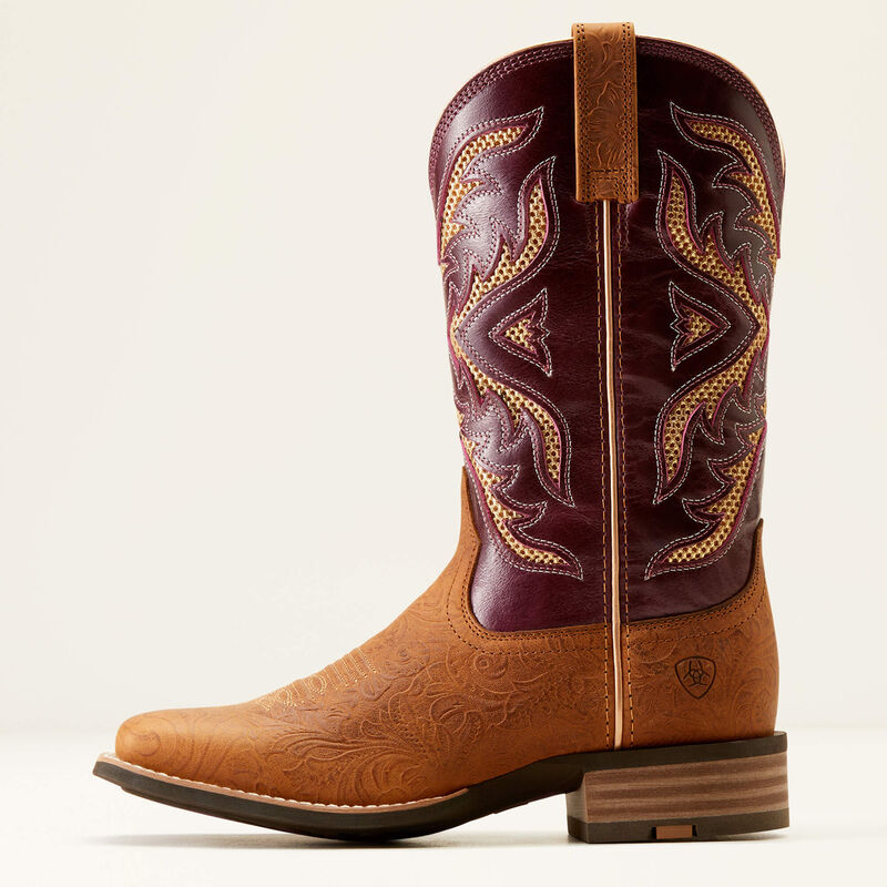 Ariat Womens San Angelo VentTEK 360 Tooled Toasted Almond Boot