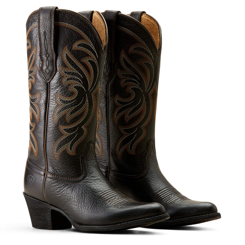 Ariat Women's Heritage J Toe Stretchfit Black Deertan Western Boot