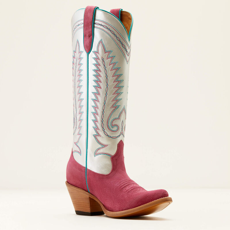 Ariat Women's Ambrose Raspberry Suede/Pearly White Western Boot