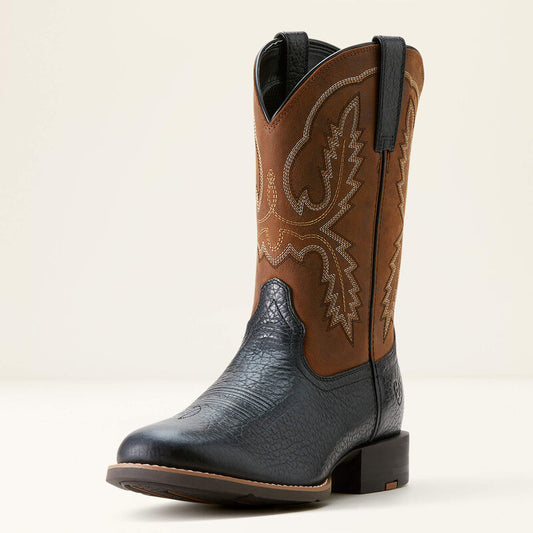 Ariat Men's Sport Stratten Black Adobe/Weathered Chestnut Cowboy Boot