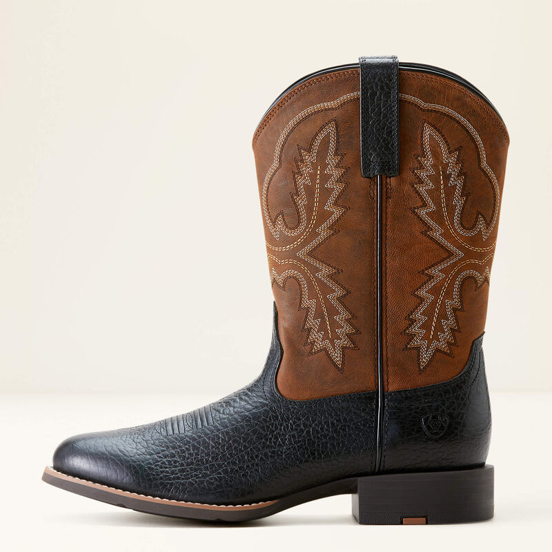 Ariat Men's Sport Stratten Black Adobe/Weathered Chestnut Cowboy Boot