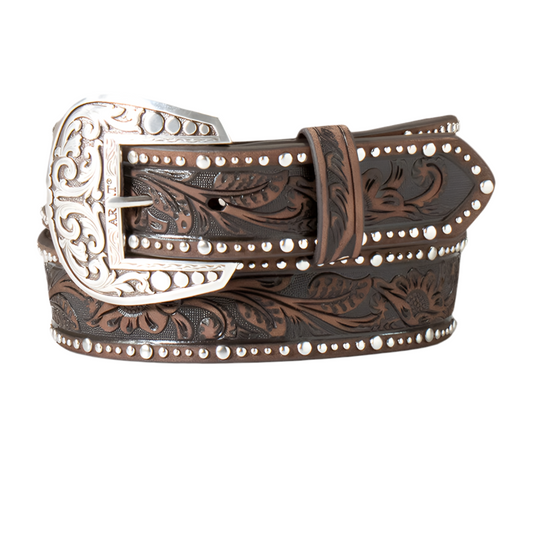 Ariat Women's Silver Brown Western Leather Belt