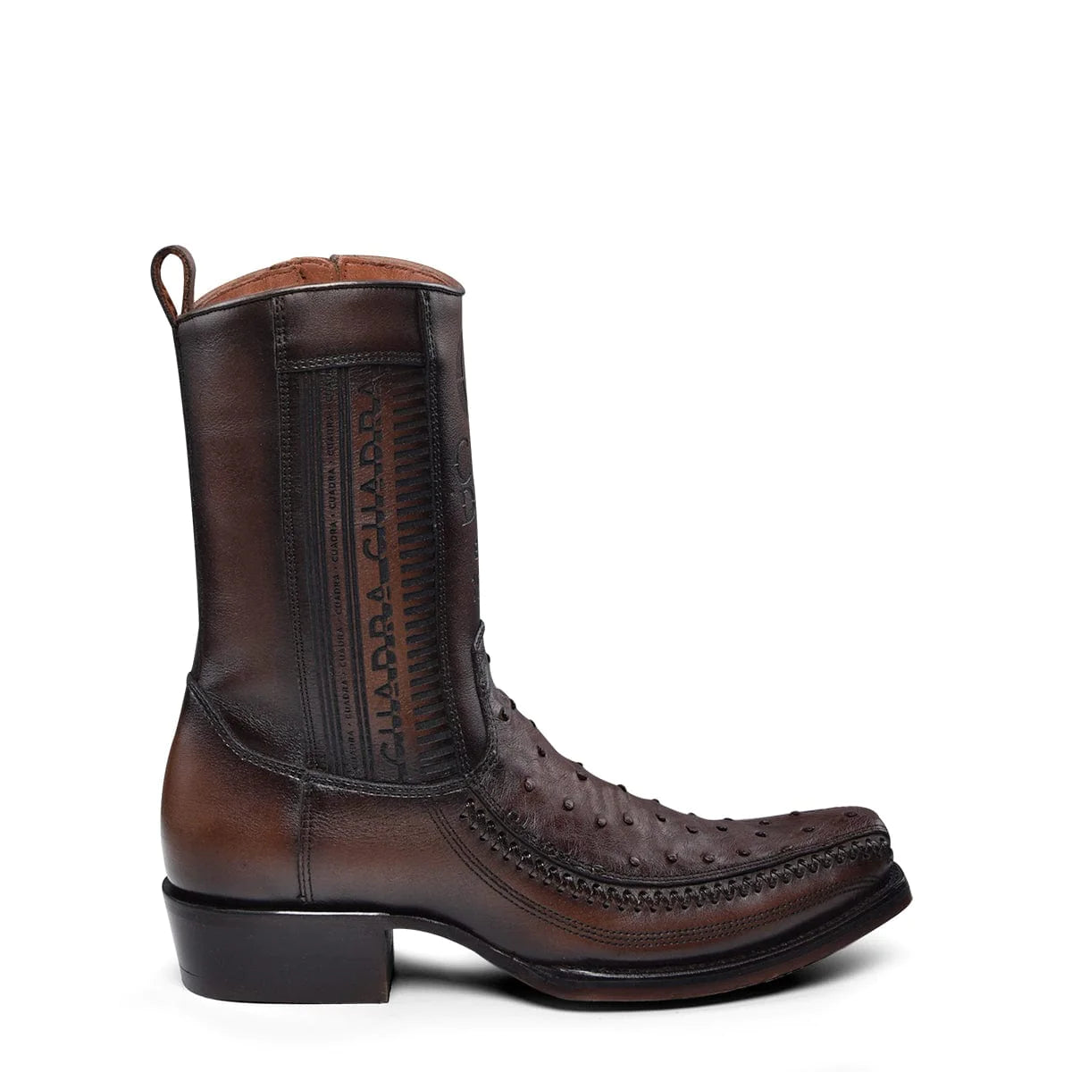 Cuadra Hombre Bota de Avestruz Flame Chocolate