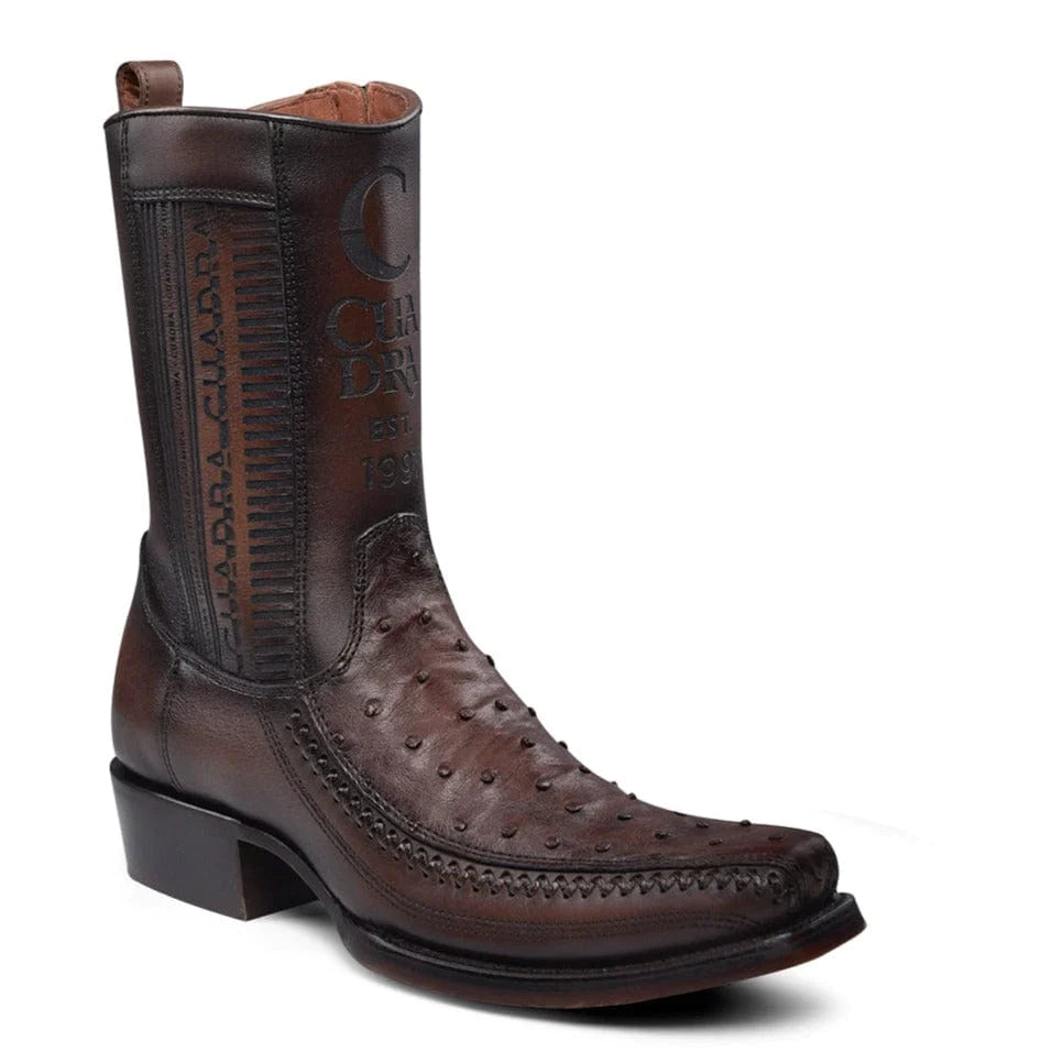 Cuadra Hombre Bota de Avestruz Flame Chocolate