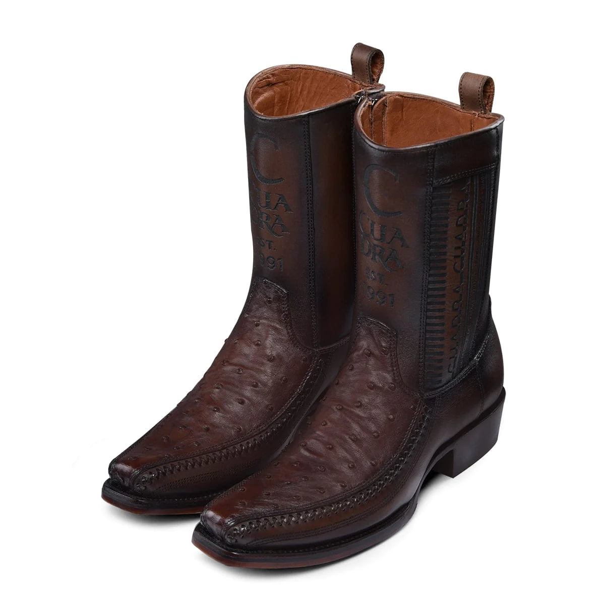 Cuadra Hombre Bota de Avestruz Flame Chocolate