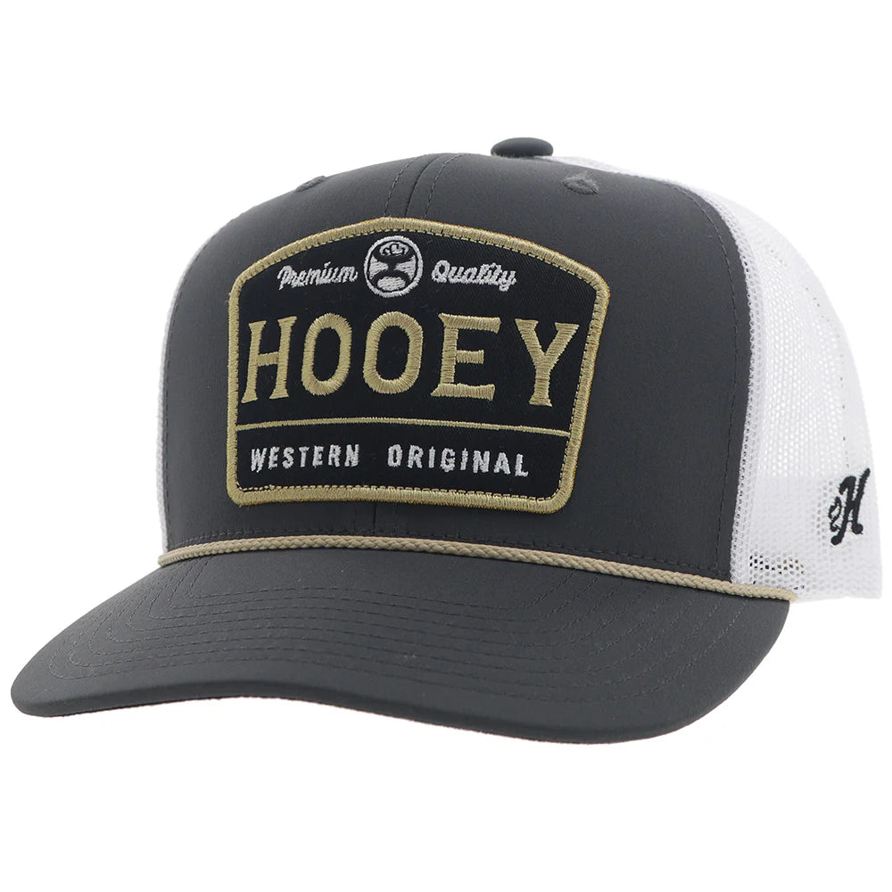 Hooey Trip Charcoal/White w/Black/ Gold Patch Snapback