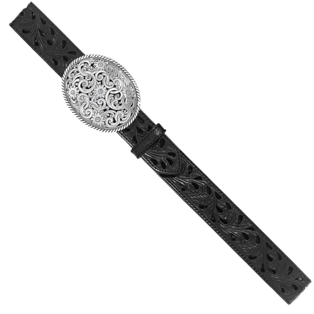 Tony Lama Pierced Filigree Black Trophy Western Belt