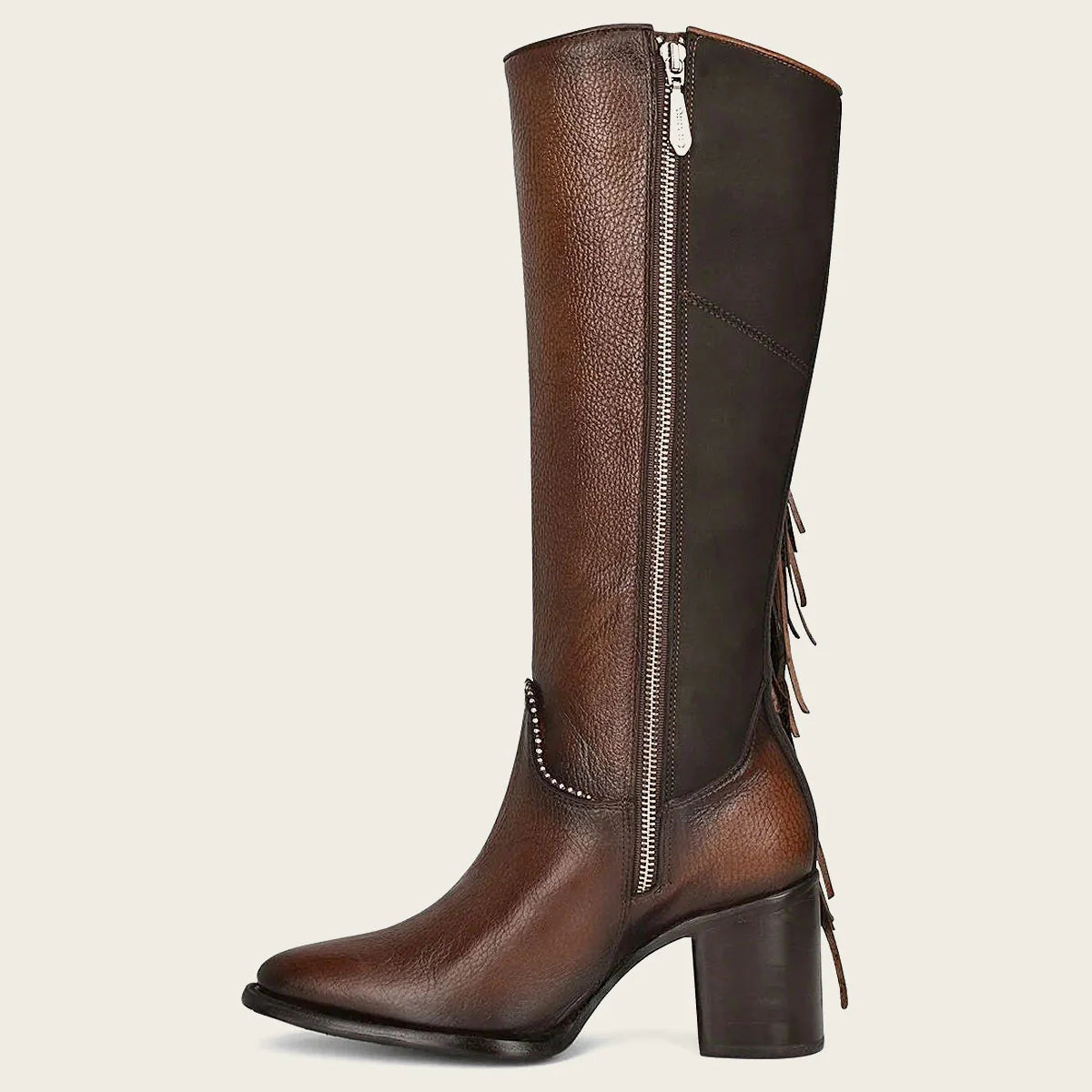 Cuadra Women's Handmade Braiding Brown Leather Tall Boot