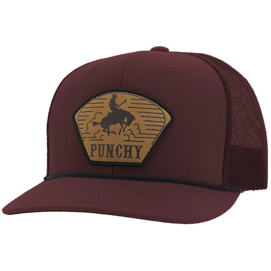 Hooey Cavvy Punchy Maroon W/ Leather Patch Snapback