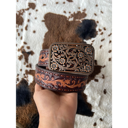 Ariat Women's Floral Antique Copper Western Belt