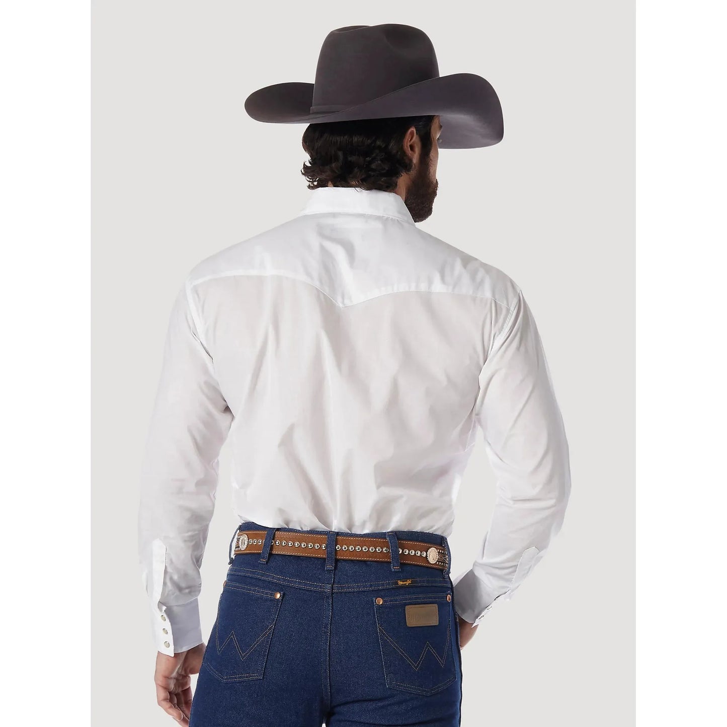 Wrangler Men's Classic Fit White Long Sleeve Broadcloth Western Snap Shirt