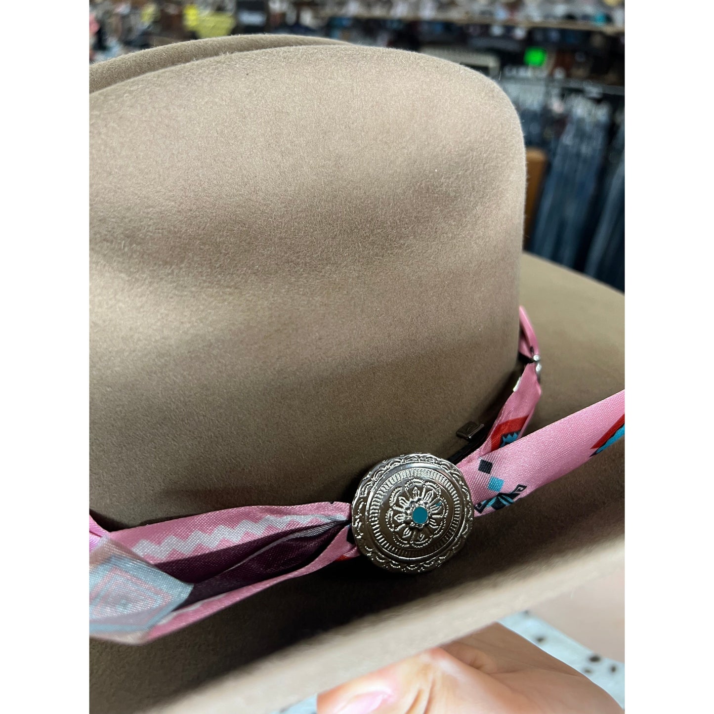 Ribboned Pink Diamond Hat Band