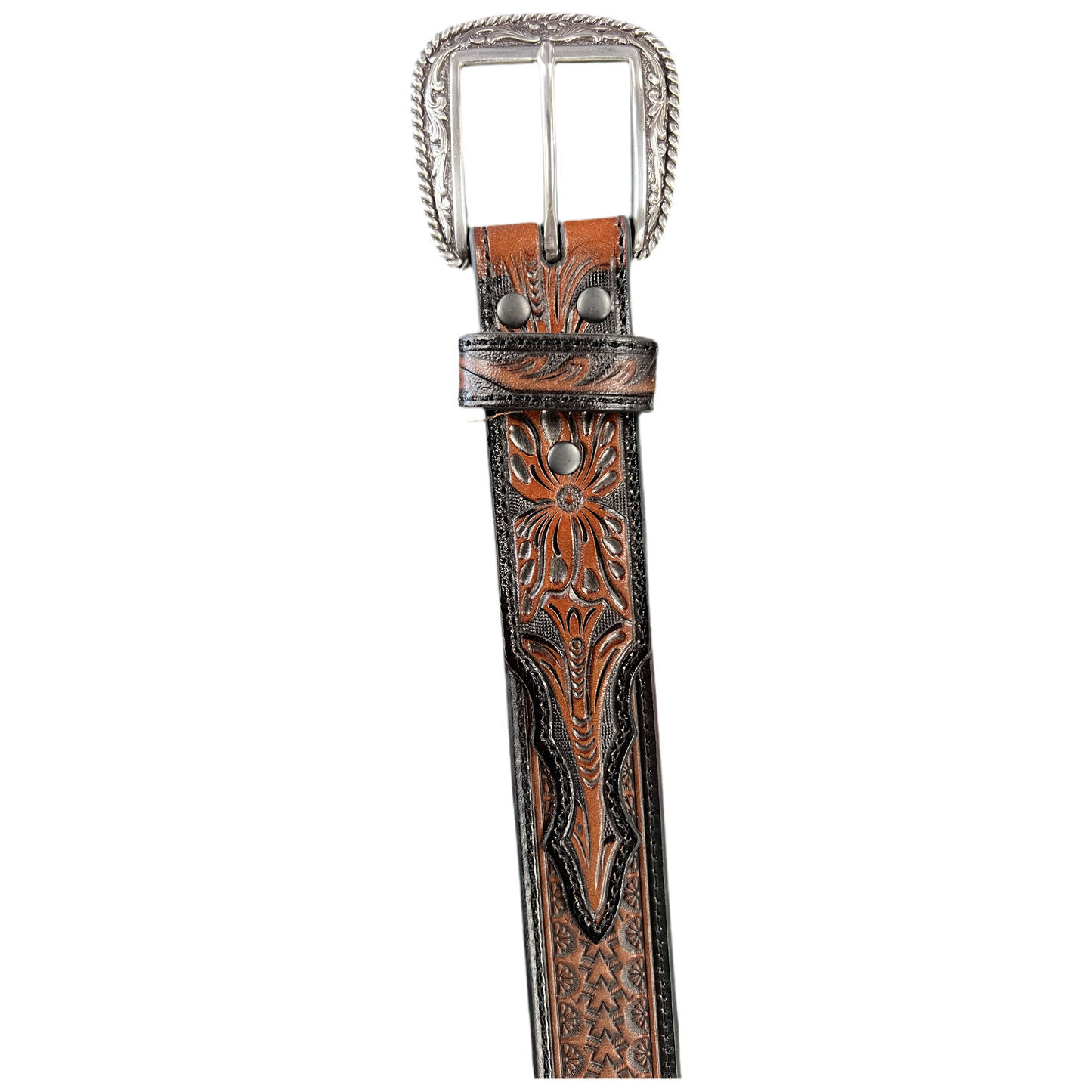 Ariat Men's Embossed Floral Tabs Belt