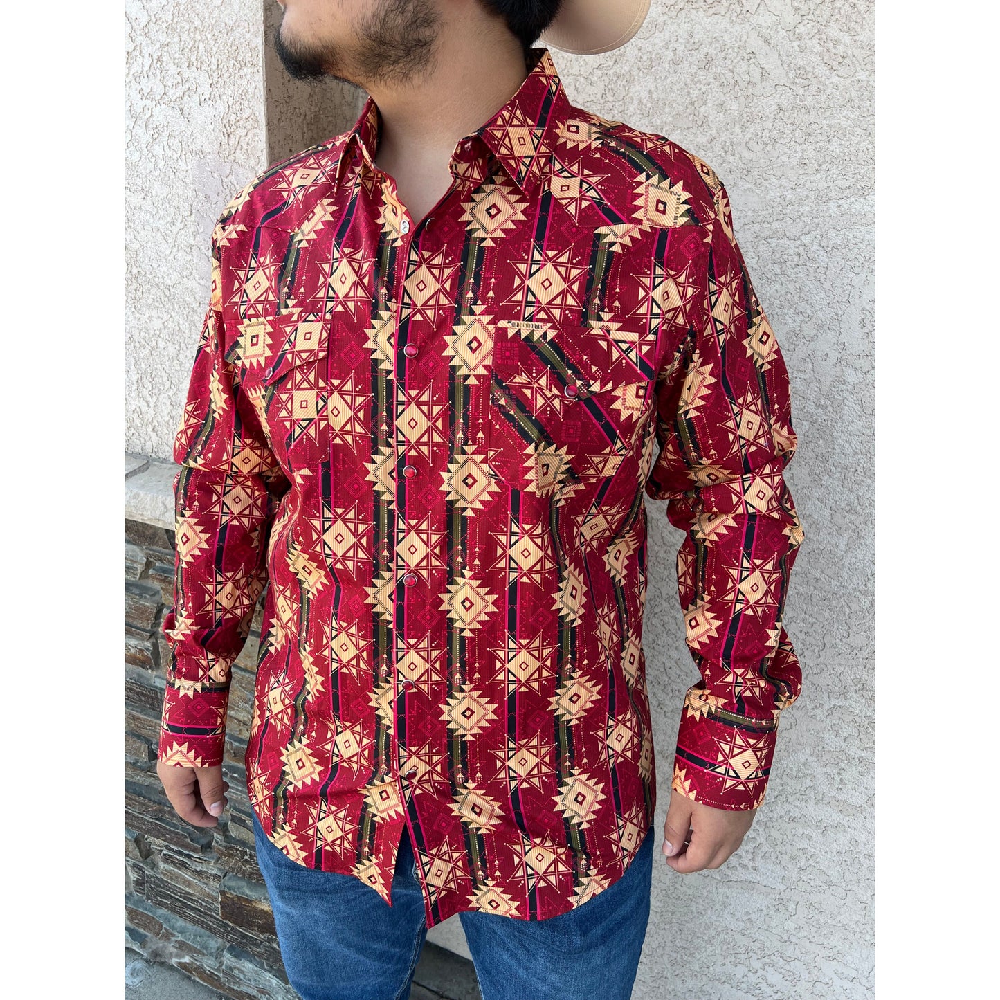 Camisa Vaquera Pavini "Roja Tribal"