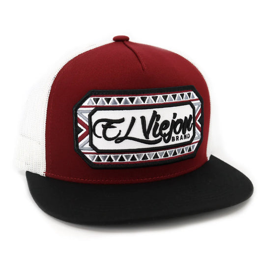 El Viejon Azteca Black/Maroon/White Flat Gorra