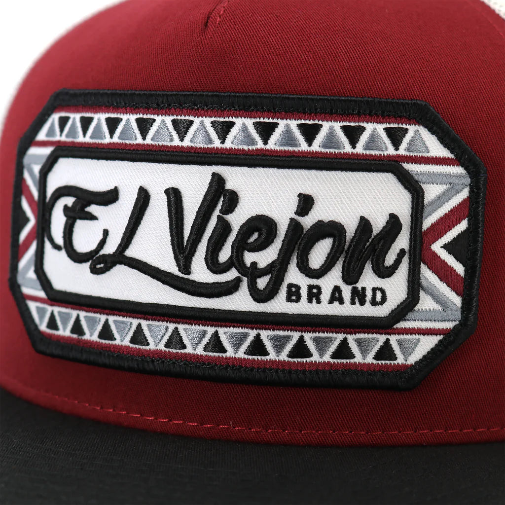 El Viejon Azteca Black/Maroon/White Flat Gorra