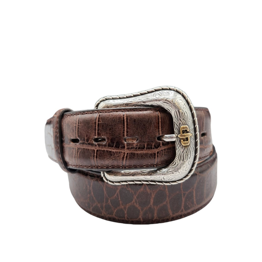 Stetson Cognac Crocodile Embossed Western Belt