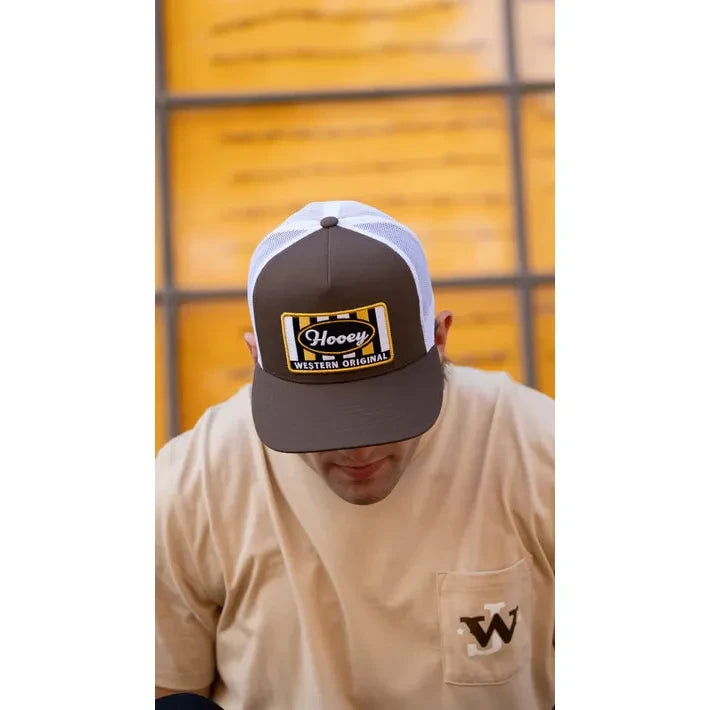 Hooey Sudan Brown/White w/Yellow/Black/White Patch Snapback