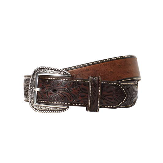 Ariat Ostrich Brown Tooled Belt