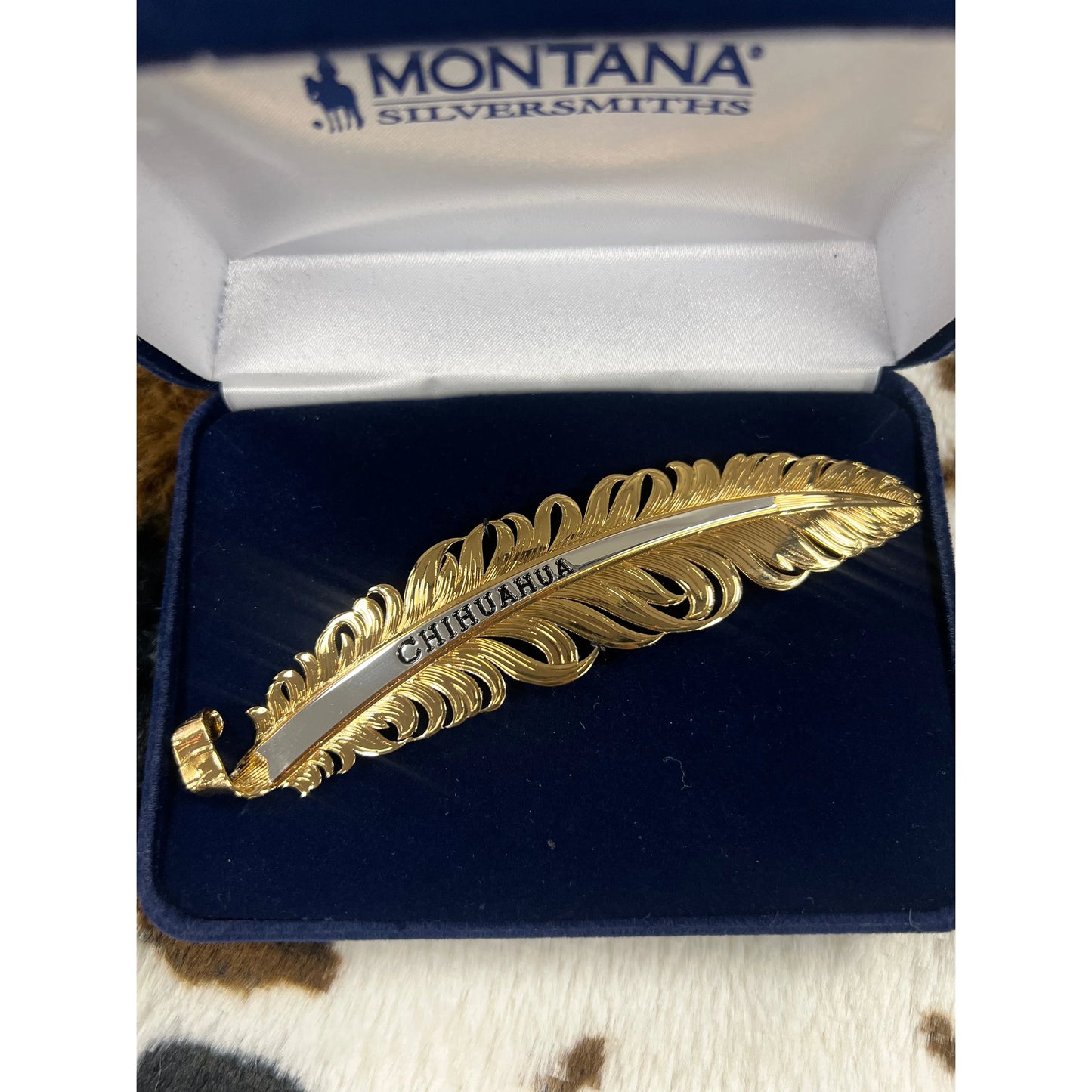 Montana Silversmiths Gold Chihuahua Feather