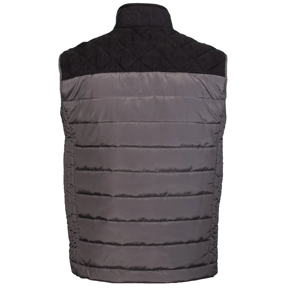 Hooey Men's Packable Vest, Grey Full Zip with Charcoal Yoke and Grey Bag