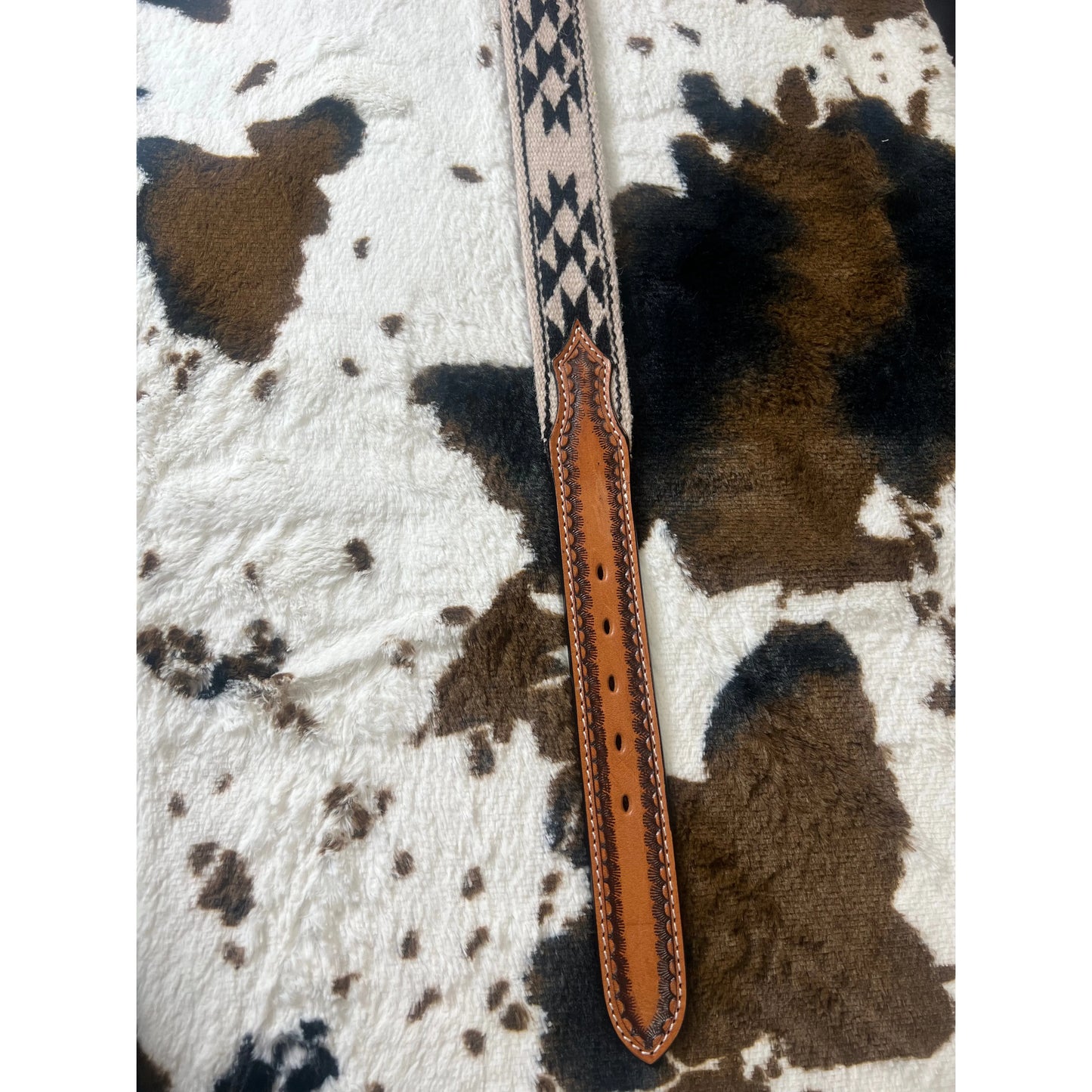 Western Tooled Sunrise Woven Blanket Design Belt