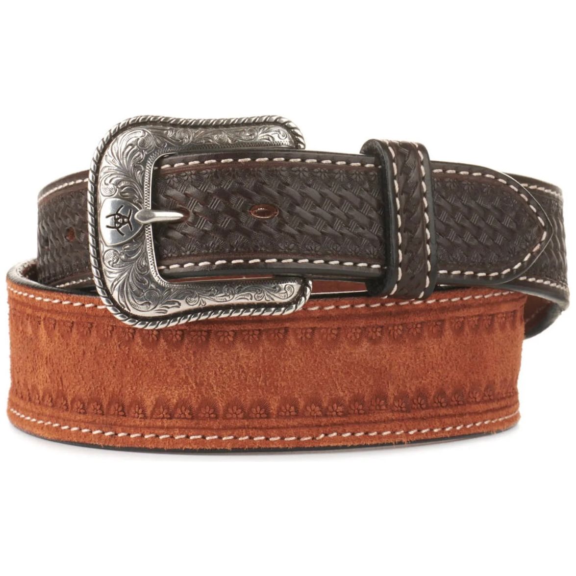 Ariat Men's Tan and Chocolate Basket Weave Western Belt