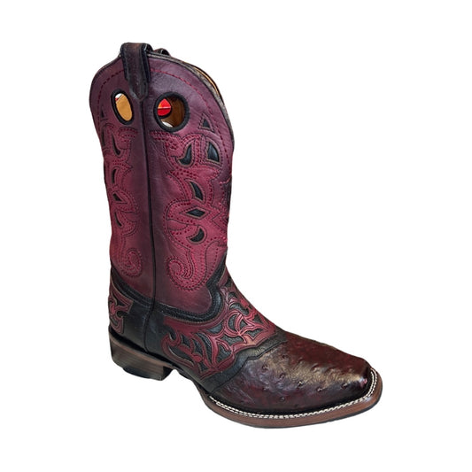 Cuadra Hombre Avestruz Flame Black Cherry Botas