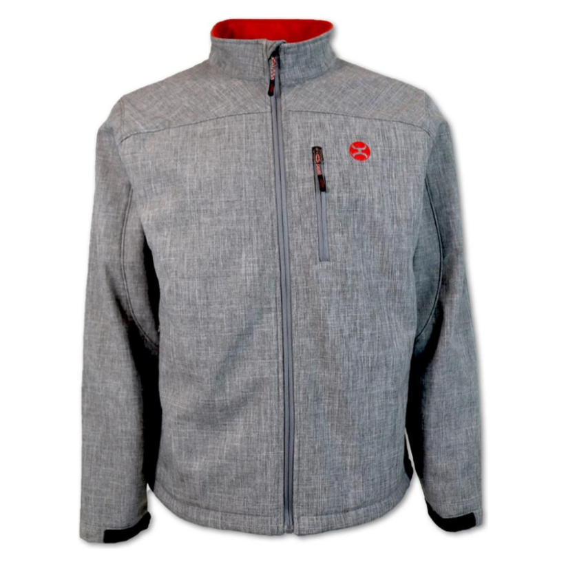 Hooey Mens Softshell Jacket, Gray and Red