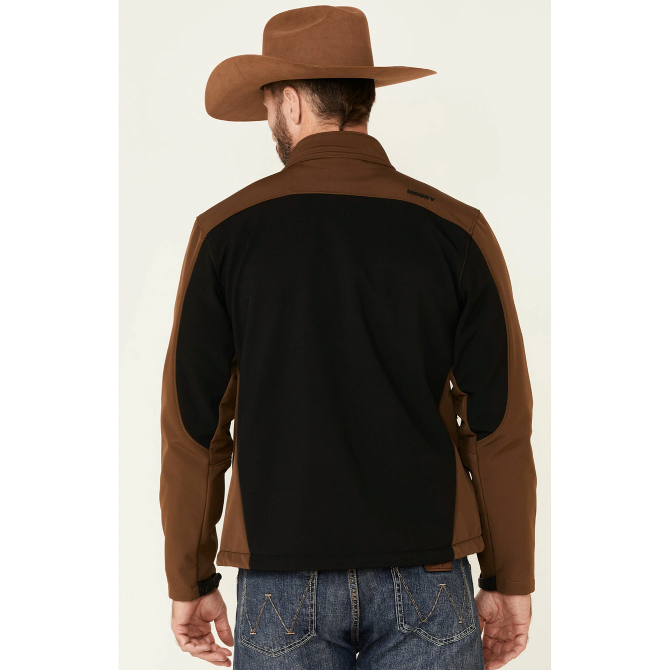 Hooey Mens Softshell Jacket, Black with Brown Sleeves