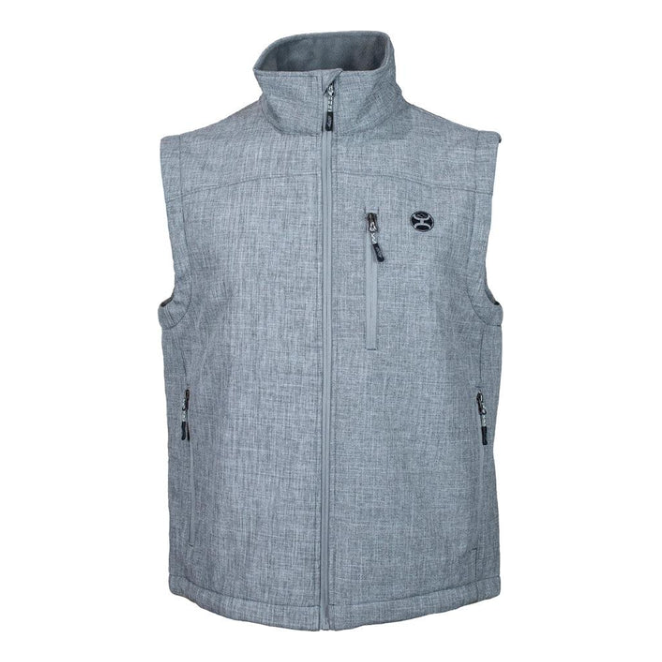 Hooey Mens Softshell Vest, Grey with Charcoal