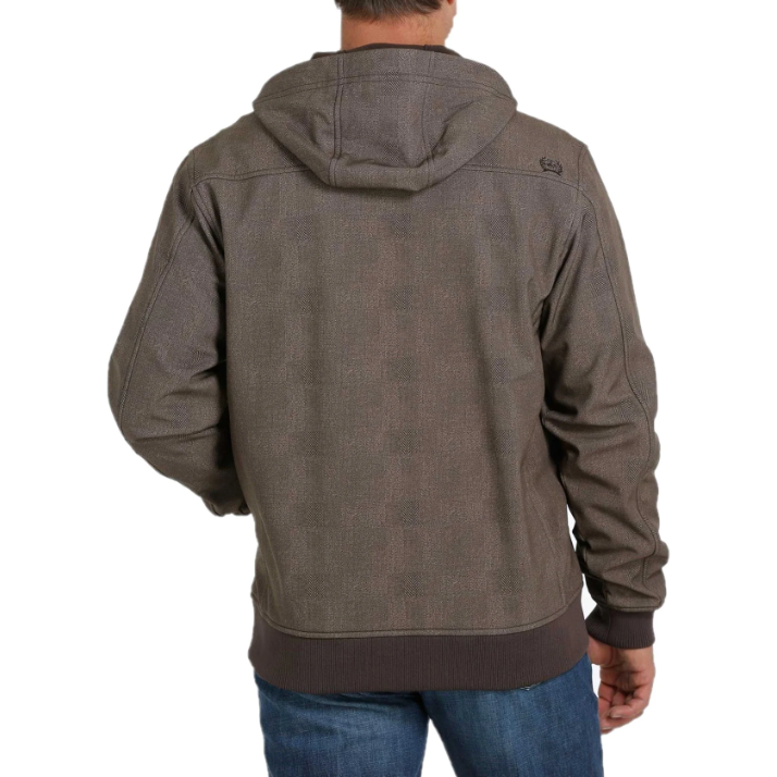 Cinch Men's Bonded Printed Brown Hooded Jacket