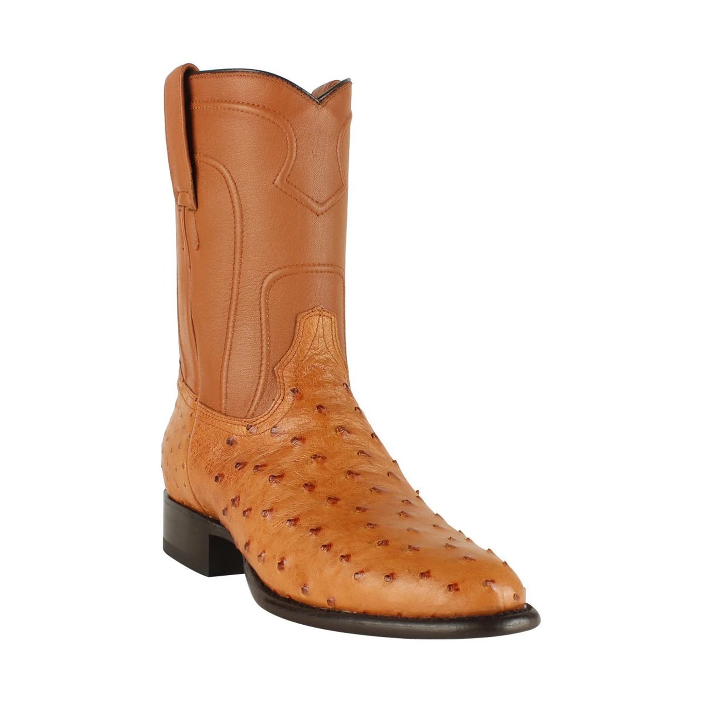 Los Altos Men's Genuine Ostrich Honey Roper Boots