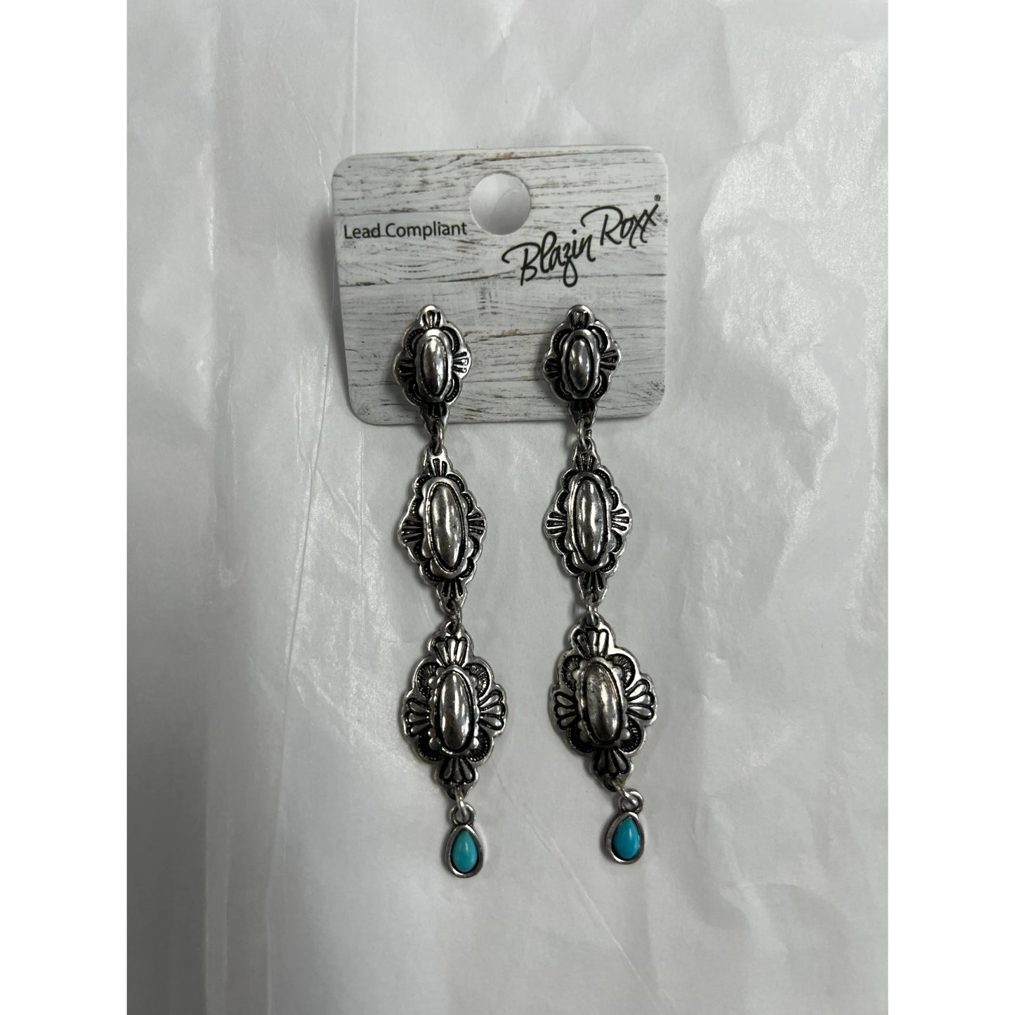 Blazin Roxx Silver Three Tier Dangle Earrings