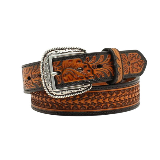 Ariat Men's Embossed Floral Tabs Belt