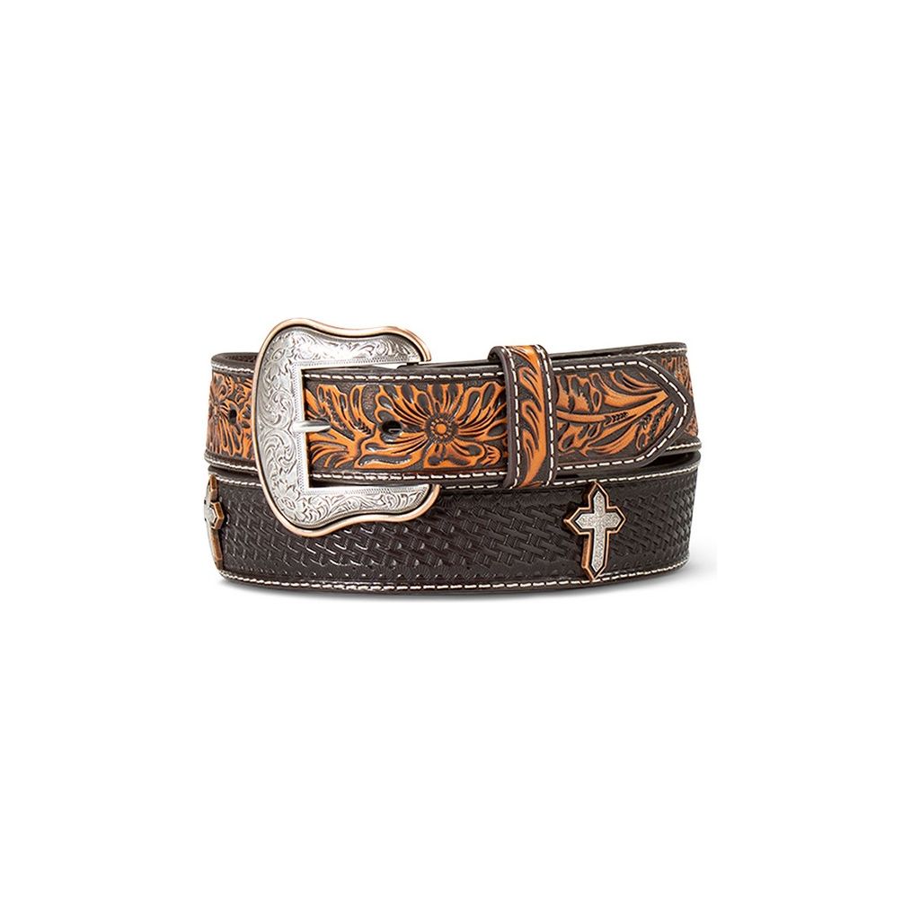 Ariat Men's Basketweave Sunburst Embossed Western Belt