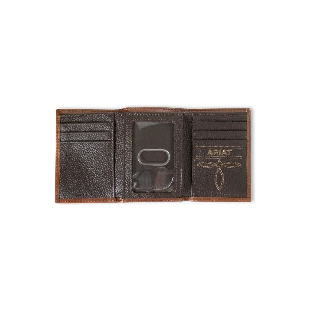 Ariat Western Wallet Trifold Southwest Inlay Brown