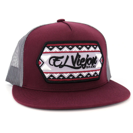 El Viejon Wasco Maroon/Grey Flat Gorra