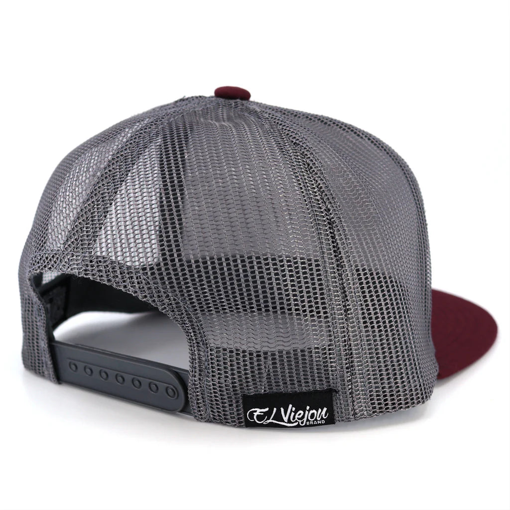 El Viejon Wasco Maroon/Grey Flat Gorra