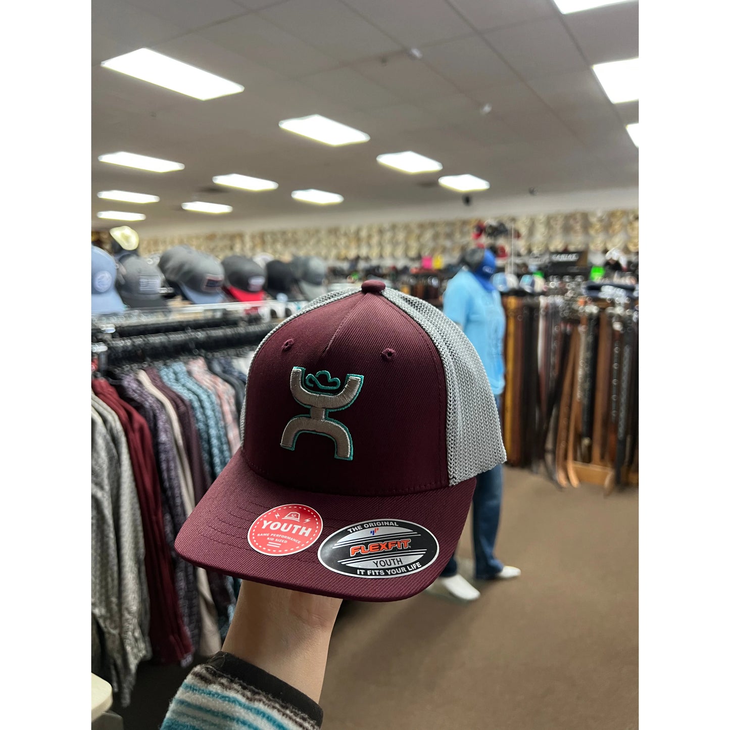 KIDS HOOEY COACH LOGO MAROON/GREY HAT